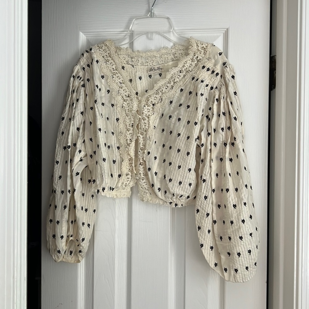 LoveShackFancy long sleeve crop top. Size S.